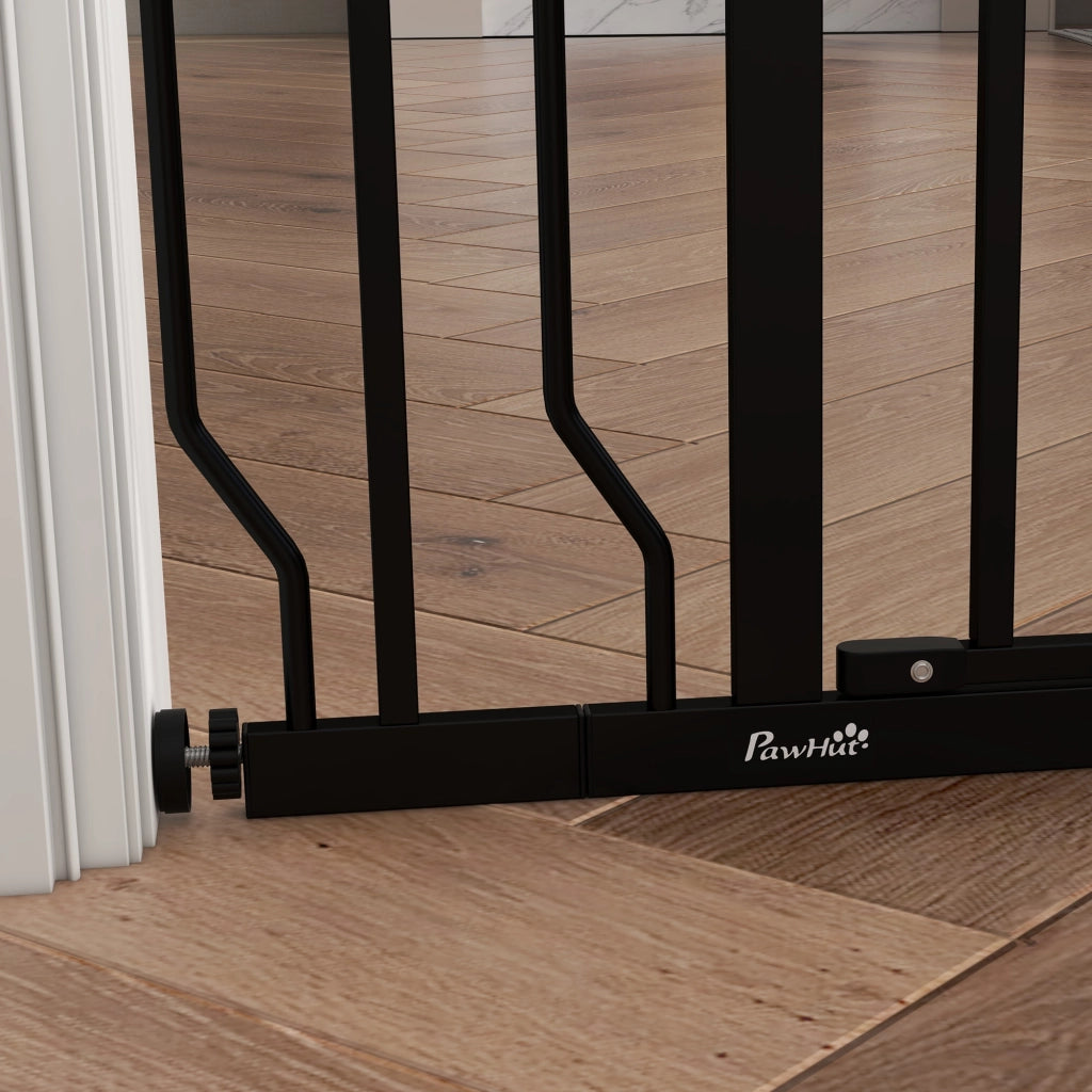 Cancelletto di Sicurezza per Cani Estensibile 75-95x76A cm in Acciaio e ABS Nero