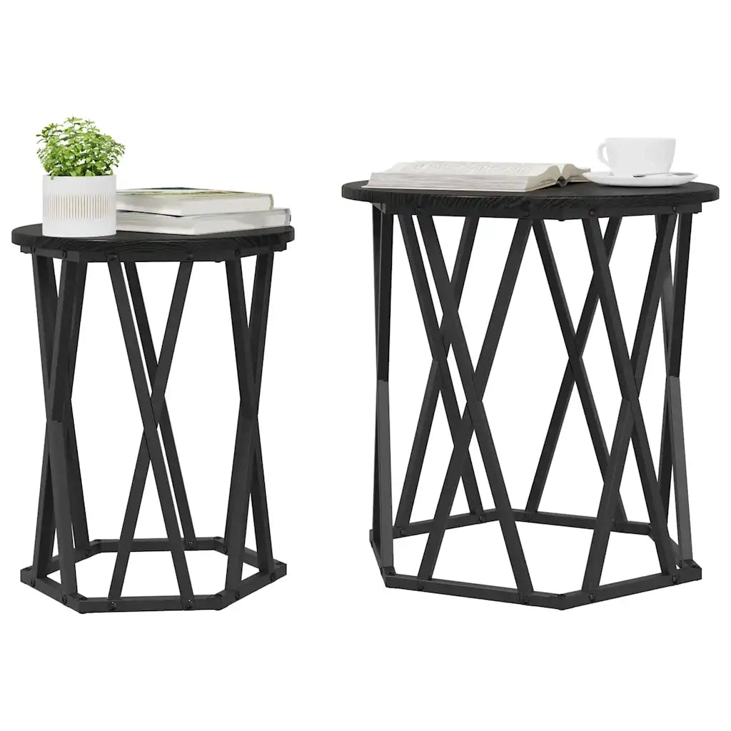 Tavolino da salotto 2 pcs Rovere Nero 868261