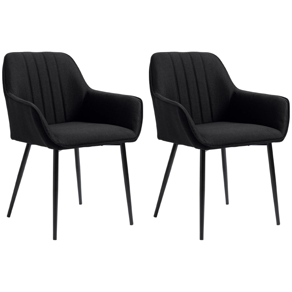 Sedia da Pranzo Design Scandinavo ¨C Minimal ¨C Nero, Metallico, Set 2 Pezzi