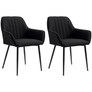 Sedia da Pranzo Design Scandinavo ¨C Minimal ¨C Nero, Metallico, Set 2 Pezzi