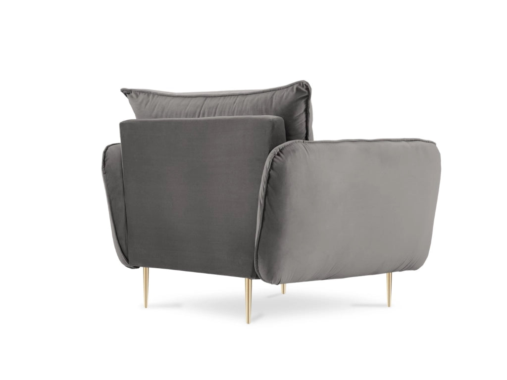 Cosmopolitan Design - Poltrona "Vienna" in velluto grigio chiaro 