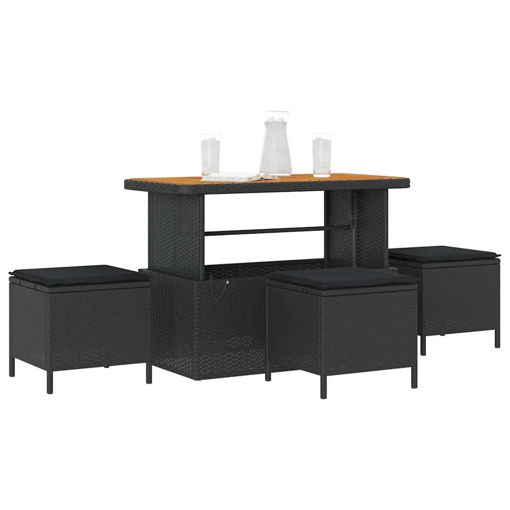 Set da Pranzo per Giardino | Set Salotto da Giardino Nero polyrattan