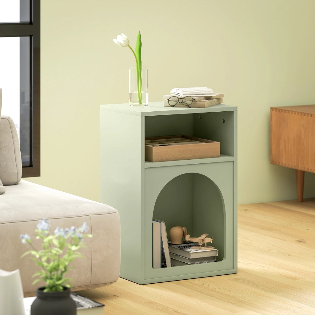 Comodino con 2 compartimenti aperti ¨C Xylo ¨C Verde 40x30x60 cm