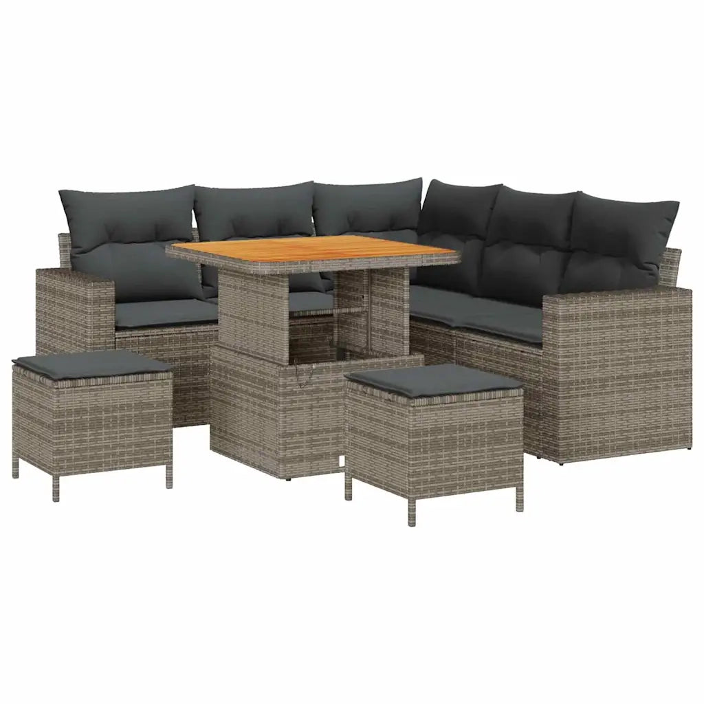 Set Divano da Giardino con cuscino 9 pcs Grigio polyrattan 3363563