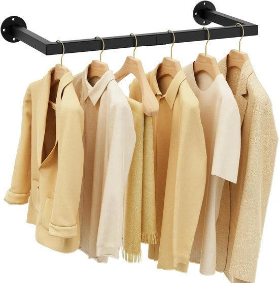 Supporto per abbigliamento per parete - Risparmio di spazio - 1 pezzo - Nero - 64 cm