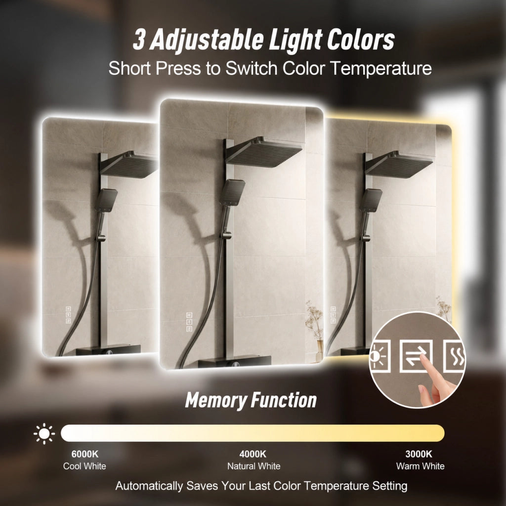 SPECCHIO LED 60 x 120 cm Argento Anti-Appannamento Dimmerabile