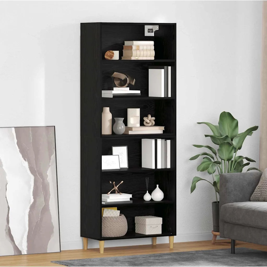 Credenza-Buffet-Armadio da cucina Rovere Nero 69,5 x 32,5 x 180 cm Legno multistrato 878169