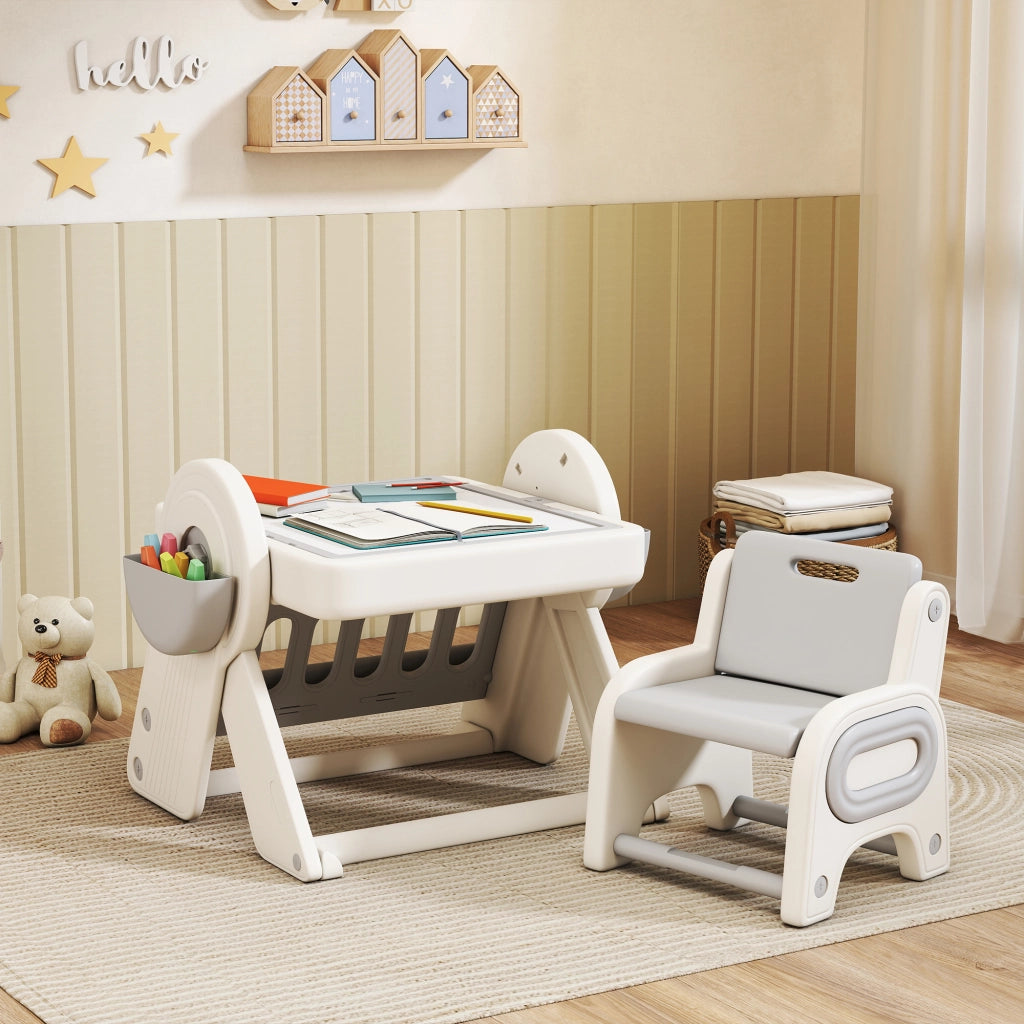 Tavolo per Bambini con Cassetti ¨C Minimal ¨C Grigio e Bianco