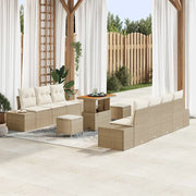 Set Divano da Giardino con cuscino 10 pcs Beige polyrattan
