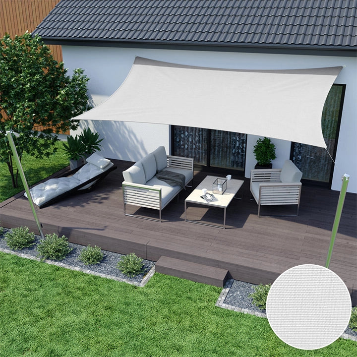 AIO FACTORY Vela Ombreggiante 3x2m in Nylon Impermeabile Bianco Ombra da Giardino