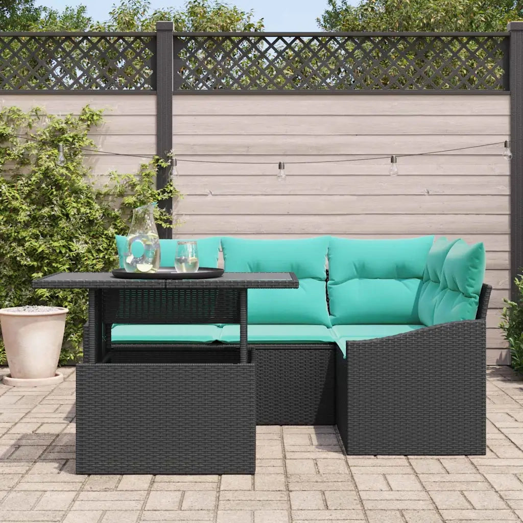 Set Divano da Giardino con cuscino 5 pcs Nero e blu 3349002