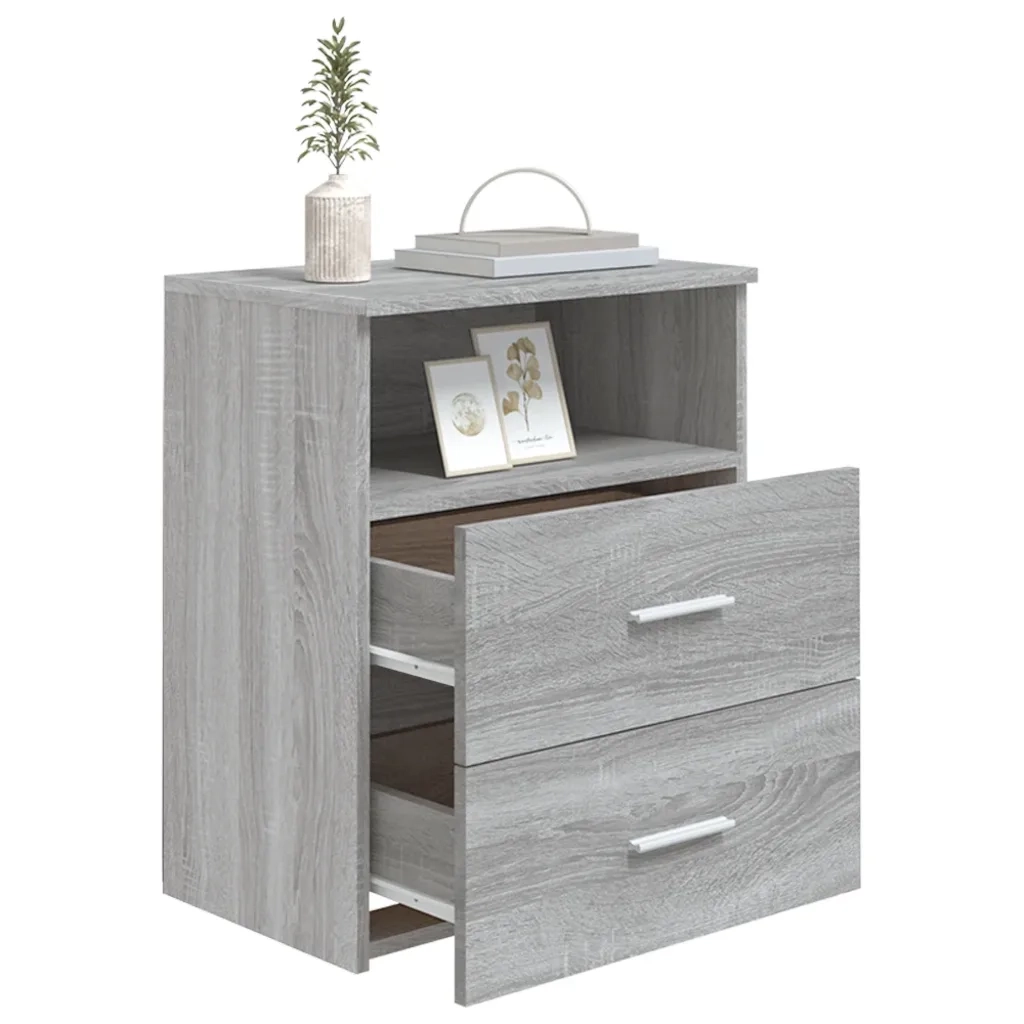 Set di 2 Comodini | Armadio da Notte | Mobiletto da notte Grigio Sonoma 50x32x60 cm