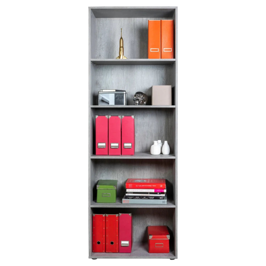 Libreria 5 ripiani cemento 68,8x35,3x200 composad