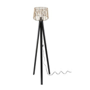 Lampada da terra treppiede nero con paralume in iuta DECONE1188