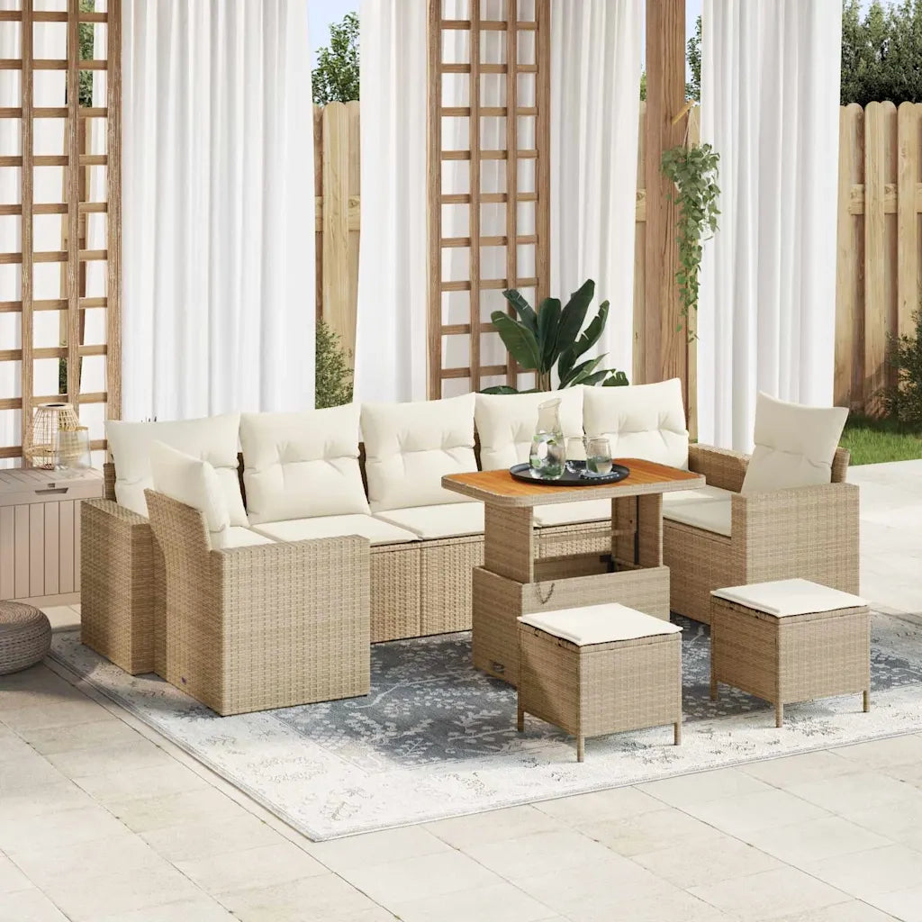 Set Divano da Giardino 13 pcs Nero e Crema polyrattan 3363551