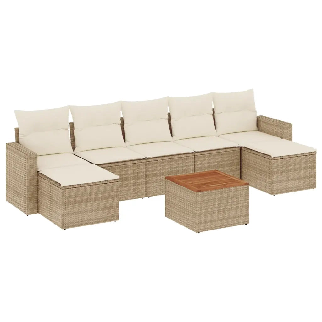 Set Divano da Giardino 8 pz con Cuscini Beige in Polyrattan 3224252