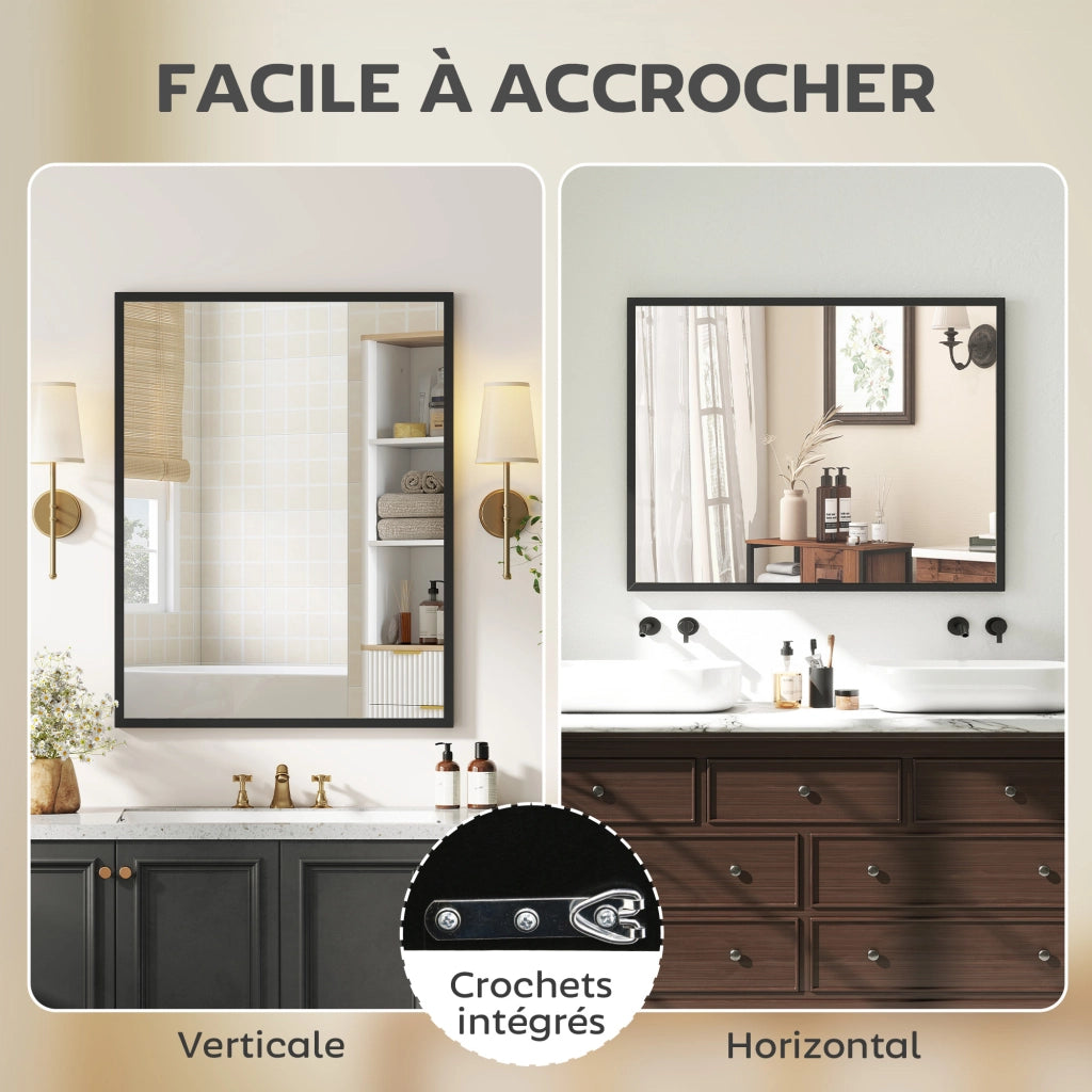 Specchio da parete ¨C Minimal ¨C 90x70 cm, legno, nero