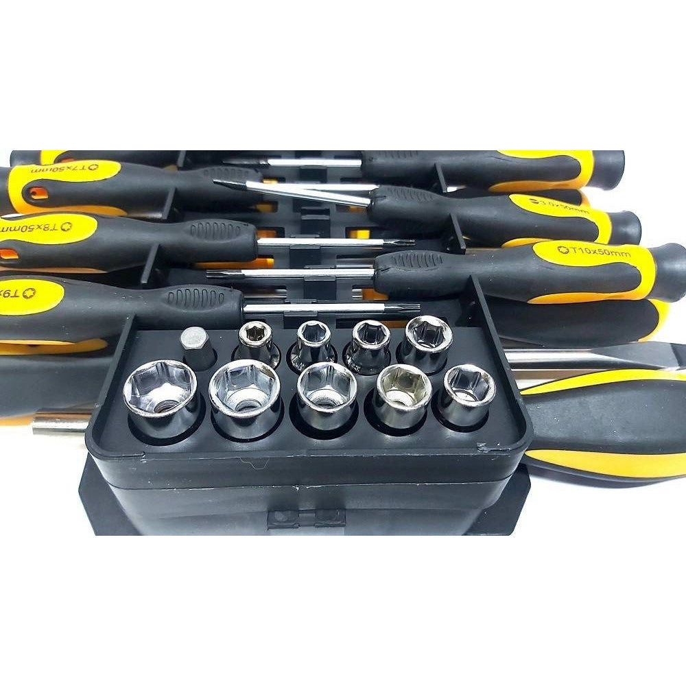 Trade Shop - Kit Set Da 44 Pezzi Cacciaviti Torx Esagonali Punte Inserti Bussola -