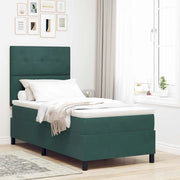 Letto a Sorgente LED Verde Scuro 90 x 190 cm Tessuto