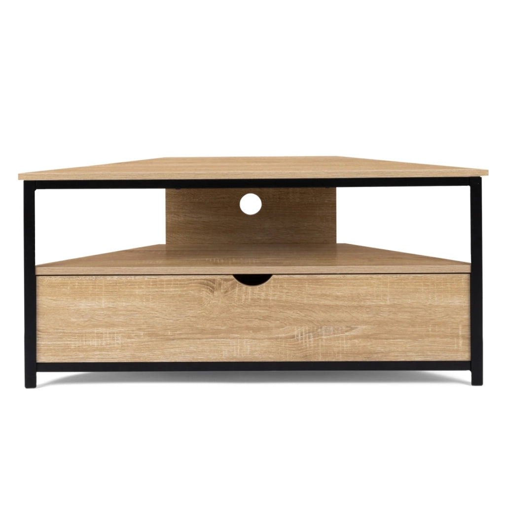 IDMarket - DETROIT Mobile TV angolare da 100 cm con armadio dal design industriale