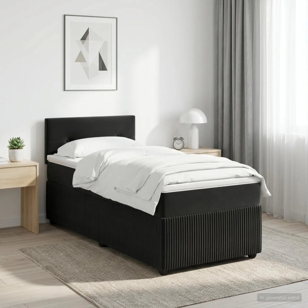 Letto box spring con materasso Nero 90 x 190 cm Velluto 3451585