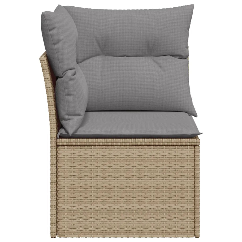 Divano Angolare da Giardino con Cuscini-Sofa da Giardino-Divanetto da esterno Beige in Polyrattan 689626