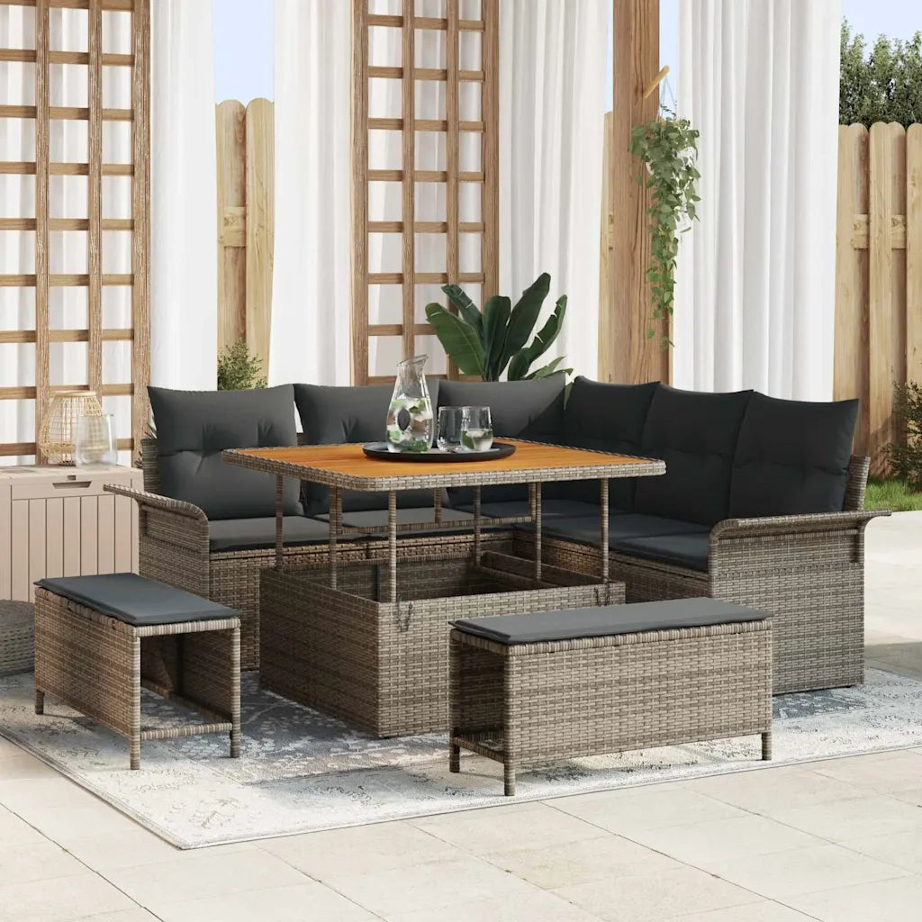 Set Divano da Giardino con cuscino con cuscino 8 pcs Grigio 3364078