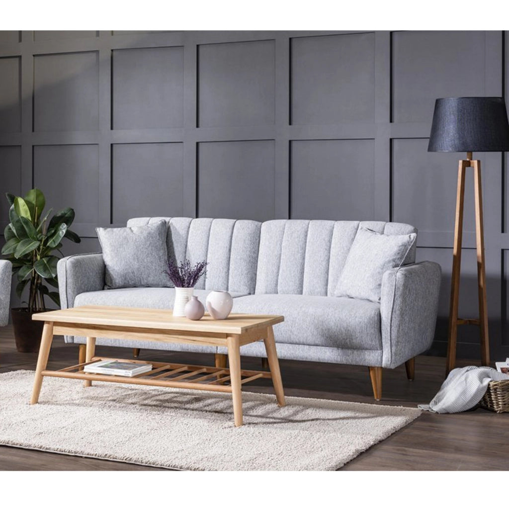 Divano letto a 3 posti in tessuto "Aqua" 205 x 85 x 85 cm - Grigio