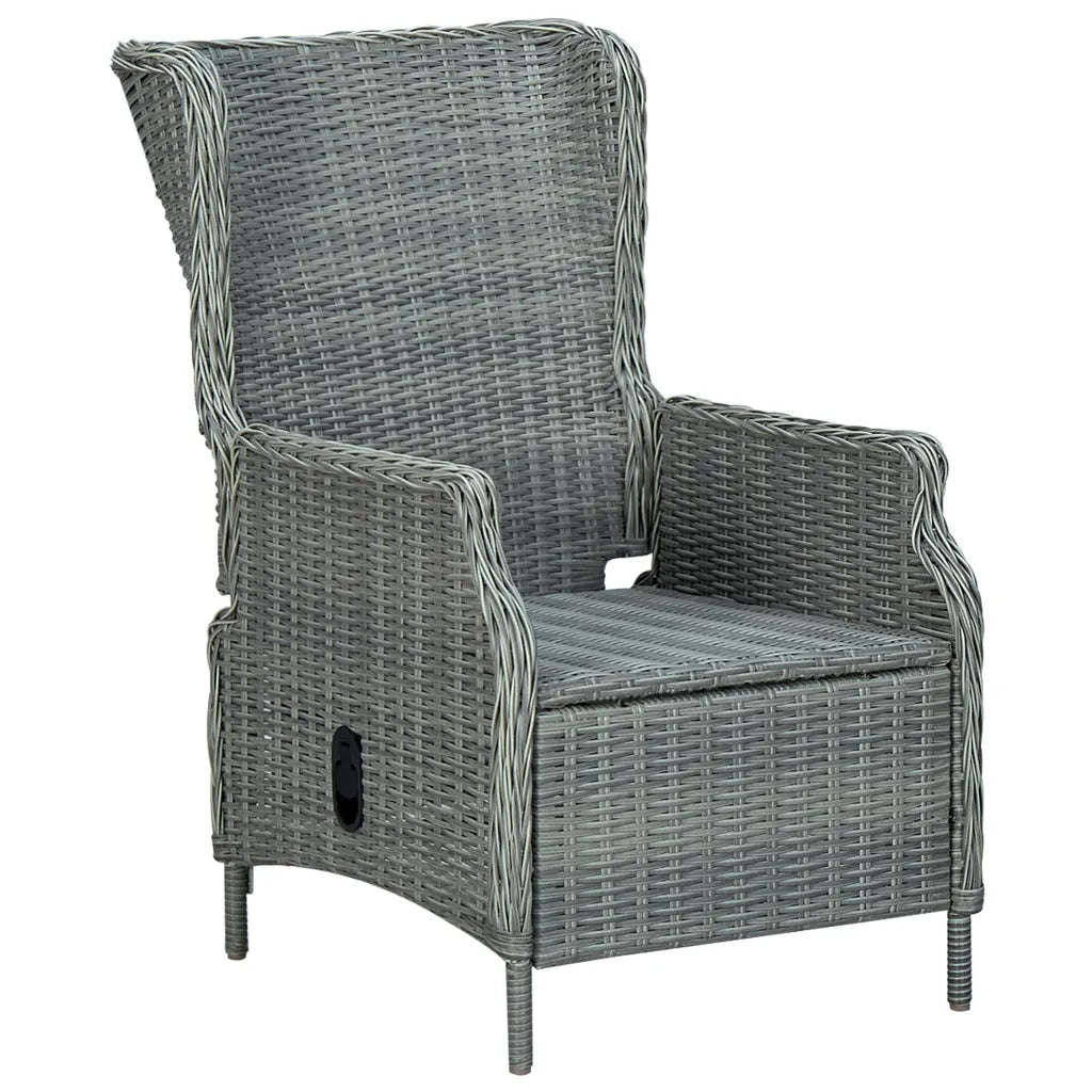 Set Pranzo da Giardino 9pz con Cuscini Polyrattan Grigio Chiaro 3060160