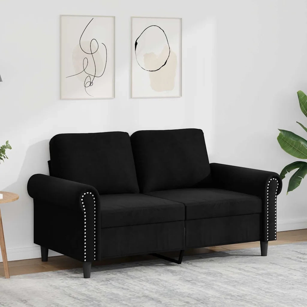 Divano a 2 Posti-Sofa 2 Posti Nero 120 cm in Velluto 747003