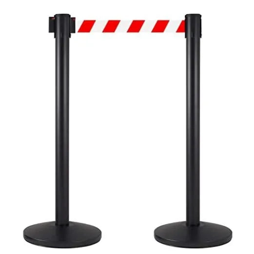 Coppia Colonnine Segnapercorso nere nastro 3 M - BIANCO ROSSO