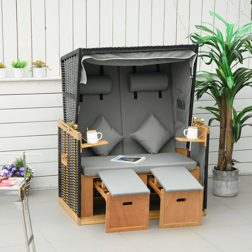 Strandkorb per 2 persone con cuscino ¨C Minimal ¨C grigio chiaro