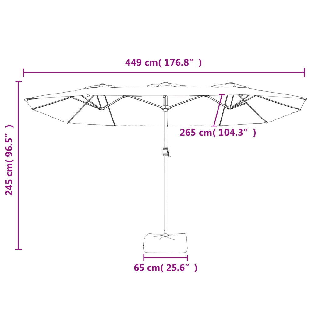 Ombrello | Parasolne a Doppia Testa con LED Verde 449x265 cm