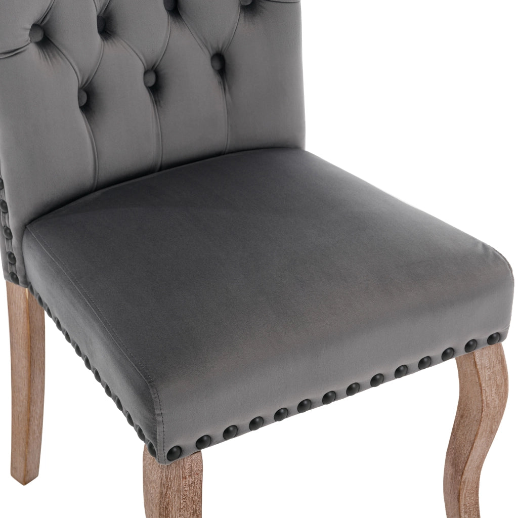 Sedie da Pranzo in Velluto con Gambe in Legno Massello ¨C Xylo ¨C Grigio, Set 6 Pezzi