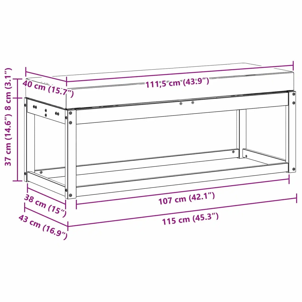 Sedia da giardino-Panca da esterno con cuscino Bianco 344473
