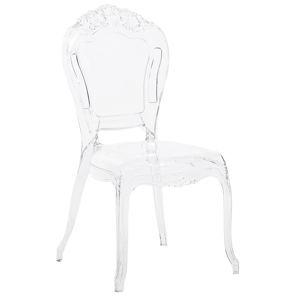 Set di 2 sedie da pranzo in acrilico trasparente con schienale solido senza braccioli impilabili dal design moderno vintage