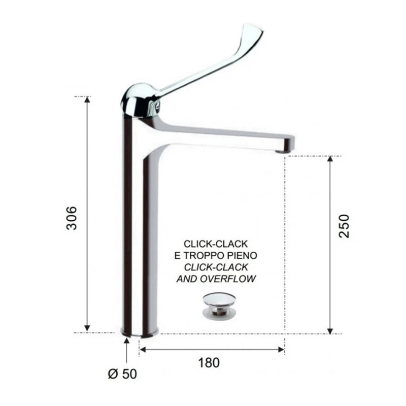 Miscelatore con leva clinica canna alta class line