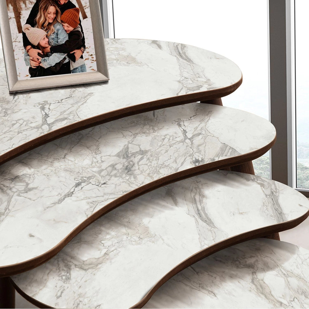 Tavolo nido in legno "Moon" (4 pezzi) 40 x 75 x 55 cm - Bianco
