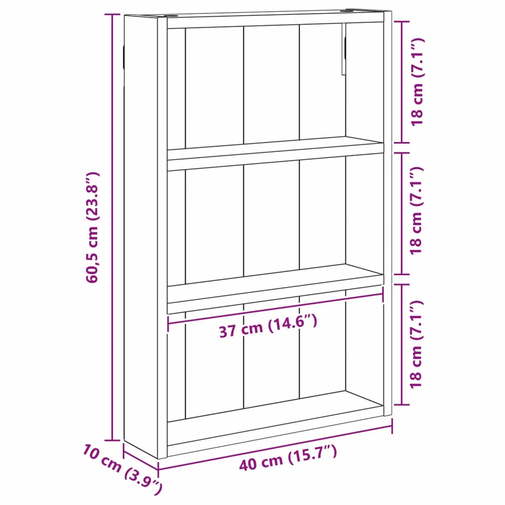 Armadio da Bagno | Mobile da Bagno a muro Grigio Cemento 40 x 10 x 60,5 cm