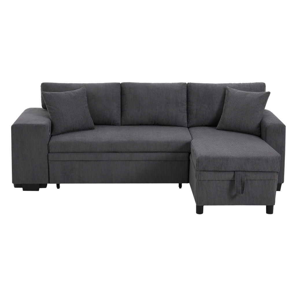 Sofa letto angolare - Zephmum - L, 3 posti - USB, braccioli, vano