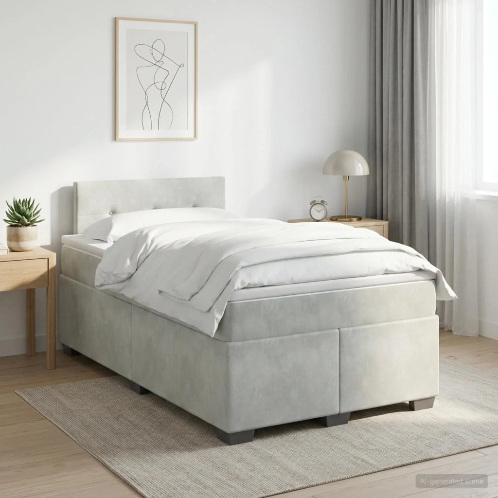Letto box spring con materasso Grigio Chiaro 120 x 190 cm 3450674