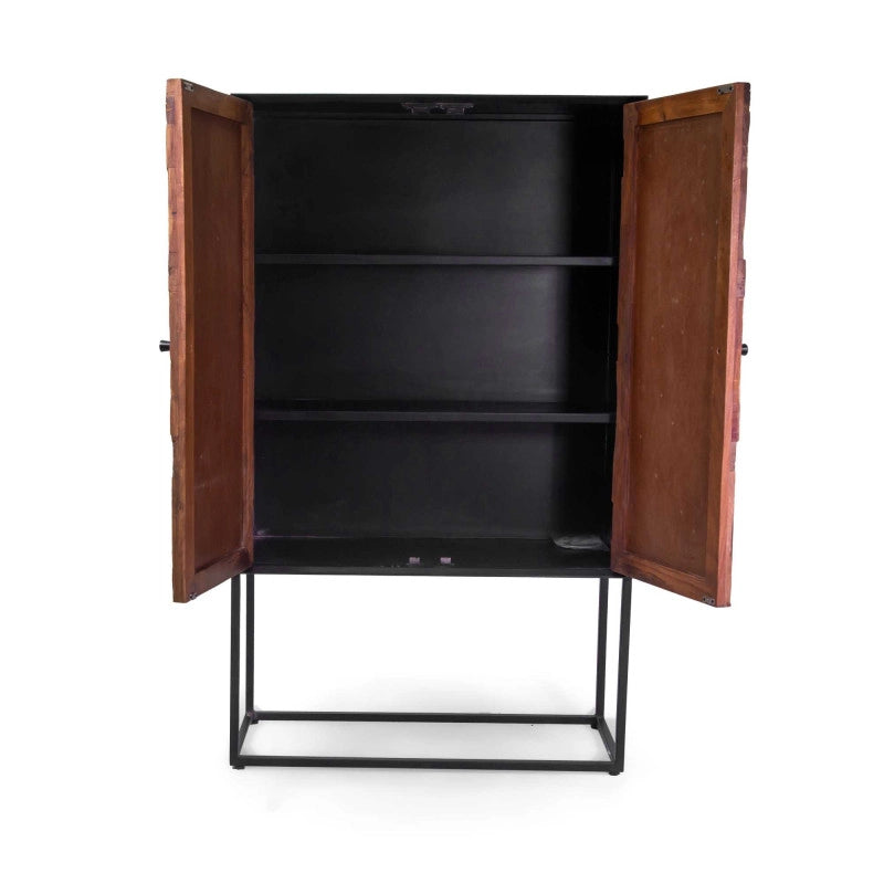 Mobile Legno Jaipur Naturale Top Nero Cm 90x40h150