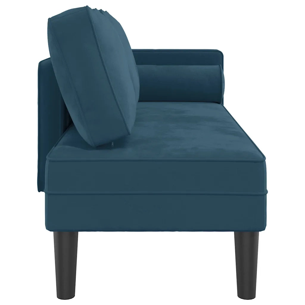 Chaise Longue con Cuscini Blu in Velluto 4007570