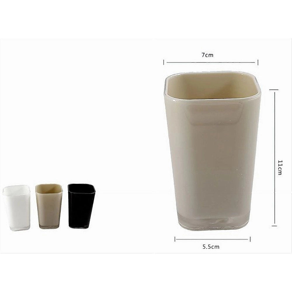 Trade Shop - Bicchiere Porta Spazzolini Dentifricio Rettangolare Accessori Arredo Bagno 52402 -