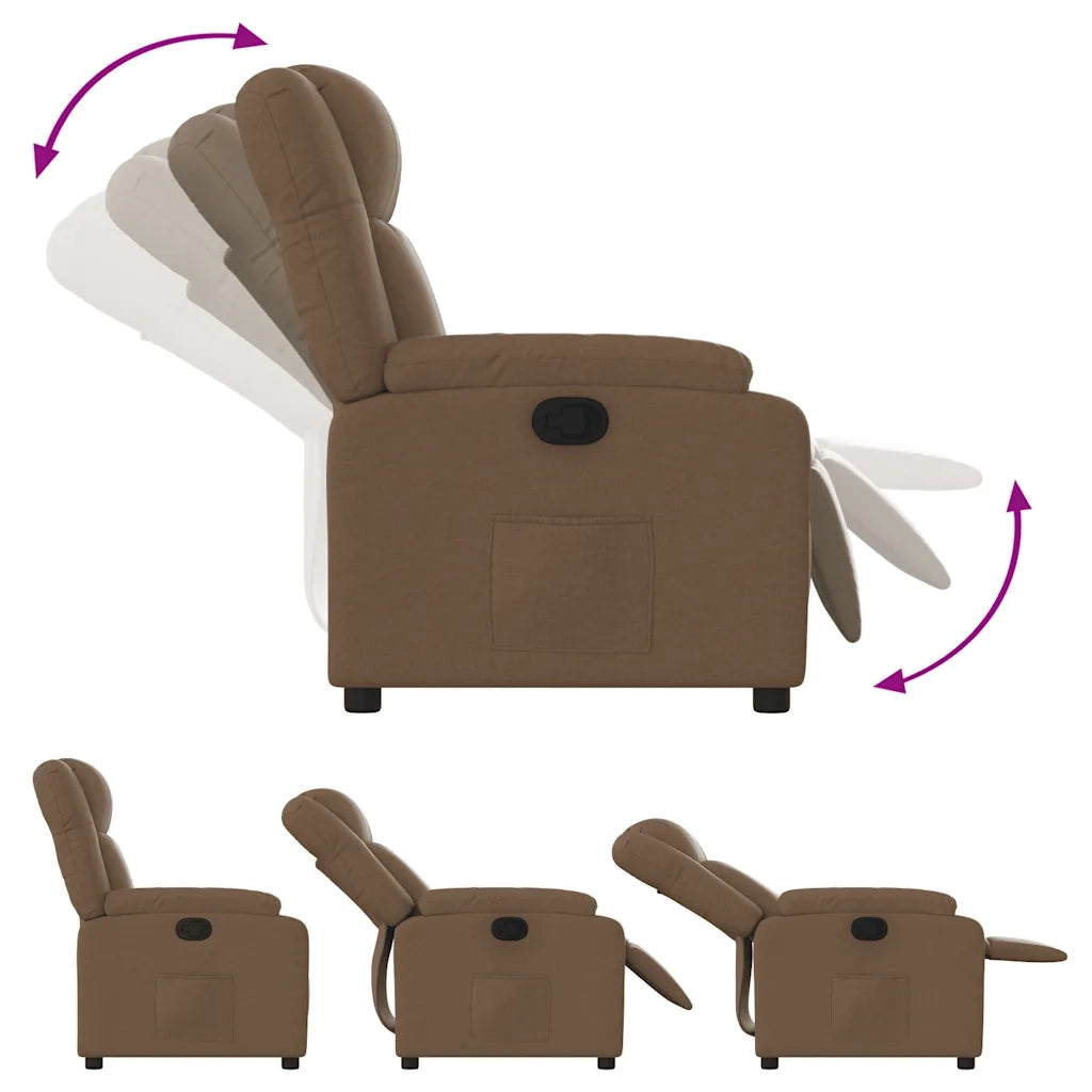 Poltrona Reclinabile in Tessuto Marrone 373540
