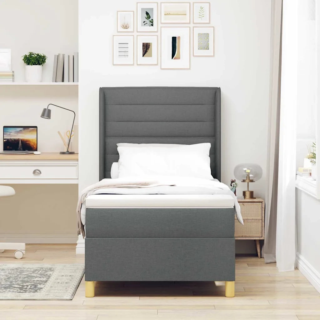 Letto a molle con materasso Grigio 100 x 200 cm Tessuto