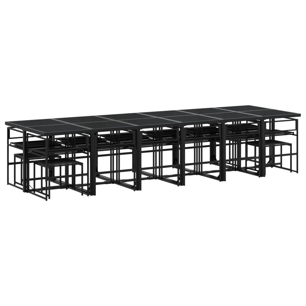 Set da Pranzo da Giardino 17 pz con Cuscini Nero in Textilene