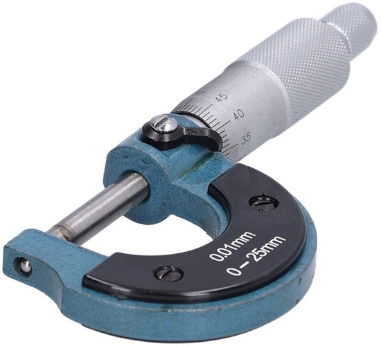 Ingresso di precisione per misurazione esterna - Alta precisione - Misuratore di diametro di viti - In acciaio inossidabile - Progettato per essere portatile - Intervallo di misura 0-25mm - Compreso chiave - Micrometro