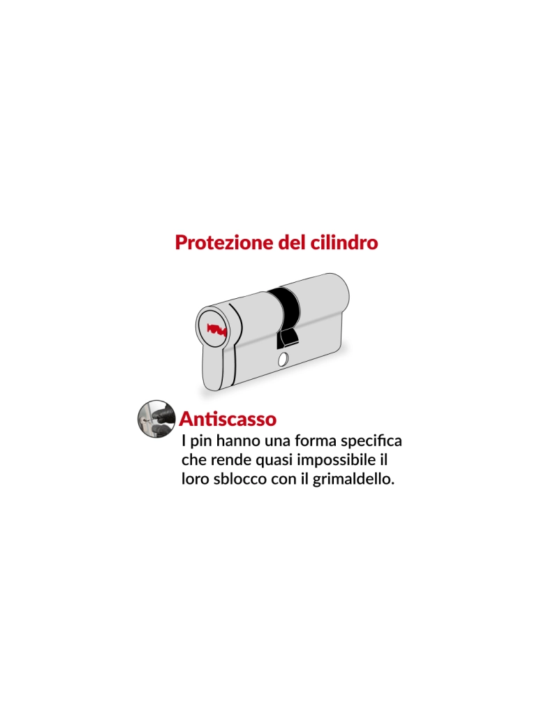 Cilindro europeo Trafic 6 35 x 35 mm, nichelato, anti-perforazione, anti-rottura, 5 chiavi – THIRARD