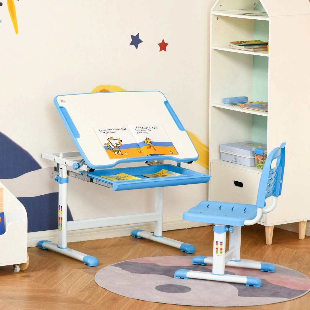 Scrivania Regolabile per Bambini con Sedia ¨C Minimal ¨C 66x47x77 cm Blu